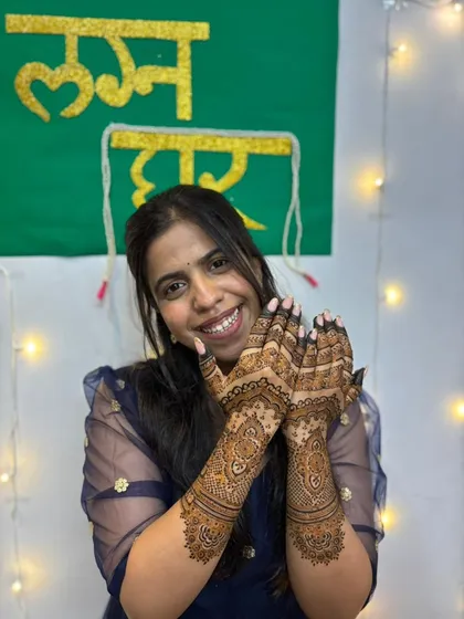 The joy of getting your bridal mehendi done! This bride looks absolutely radiant.