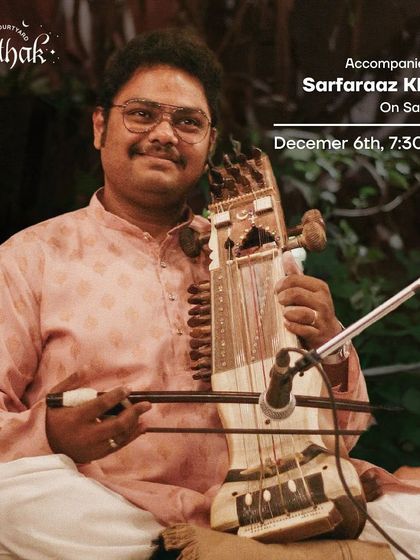 This poster highlights my frequent collaborator, Sarfaraaz Khan, for a ghazal evening. Our partnership is a key feature of many of my performances.