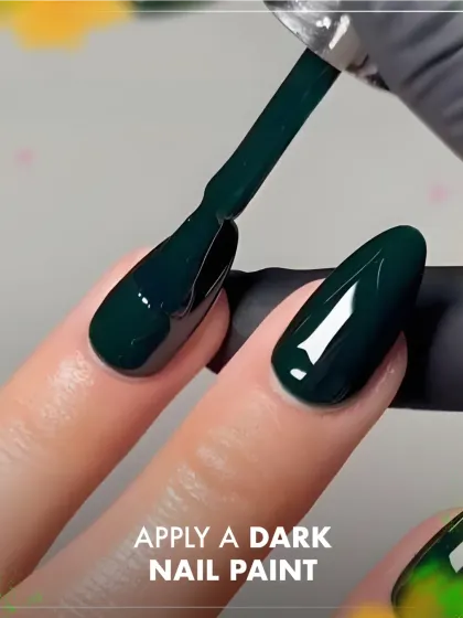 A pro tip for Holi is to wear dark nail polish. This deep, glossy green is a perfect example of a chic color that provides a protective barrier against stubborn stains.