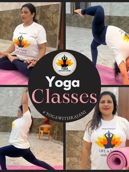This collage shows the variety of asanas we practice in my yoga classes. From seated poses and inversions to standing postures, I guide my students through a well-rounded practice to build strength and flexibility.