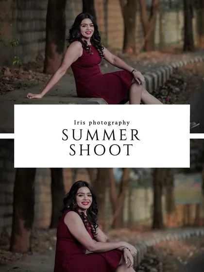 A relaxed, seated pose from the same summer series. The warm, late-afternoon light and natural setting give these portraits a soft, approachable feel.
