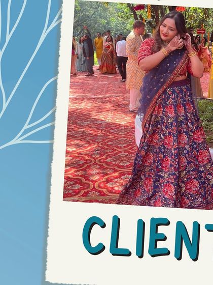 My client getting ready for a function in a beautiful navy and red floral lehenga. The candid moments are always the best.