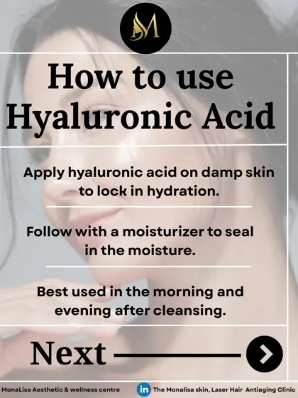 To get the most out of Hyaluronic Acid, it's important to know how to use it. We recommend applying it on damp skin to lock in hydration, followed by a moisturizer to seal it in.
