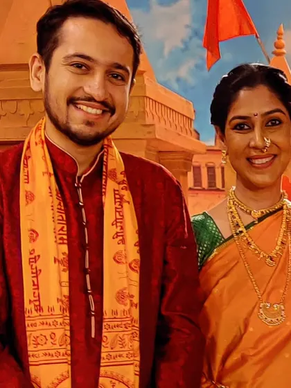 A perfect start to the year, shooting for a spiritual musical TV show based on Bhagwan Shri Ram. Here with the talented Mitali Singh.