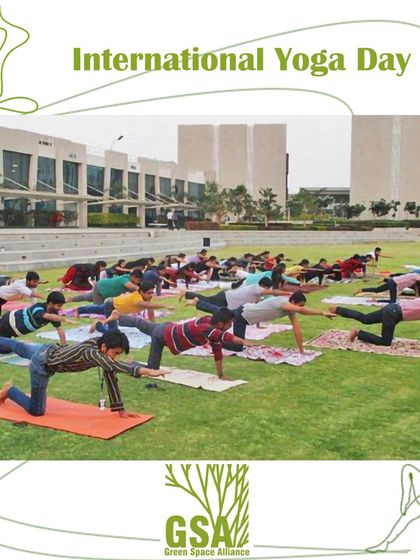 We design landscapes that promote health and well-being in corporate settings. This lawn at the TCS campus in Mihan, one of our projects, is being used for a large-scale yoga session, demonstrating how our spaces can be adapted for corporate wellness activities.