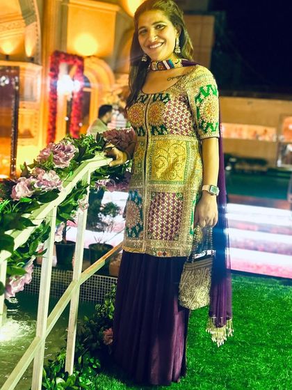 A duplicate image, but it shows the confidence a great outfit can bring. This sharara suit is a masterpiece of fit, color, and detail.