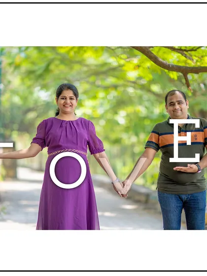 A creative and fun "LOVE" photo, perfect for sharing the happy news.