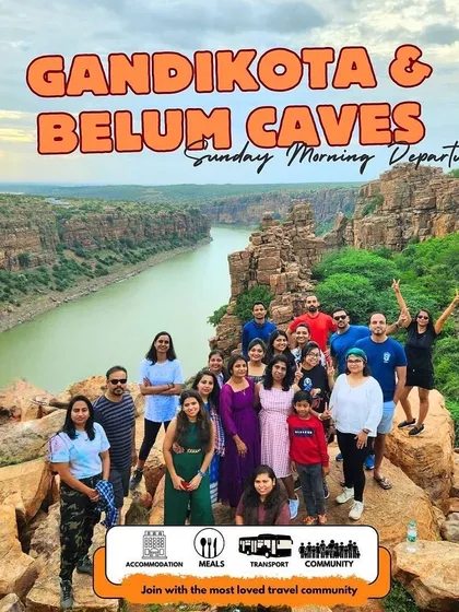 A promotional image for our Gandikota & Belum Caves trip, showcasing the stunning canyon.