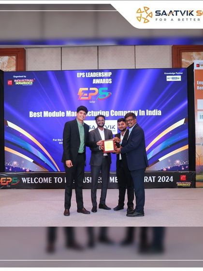 Receiving the 'Best Solar Module Manufacturing Company' award and presenting our credentials at the EPS Business Meet in Ahmedabad.