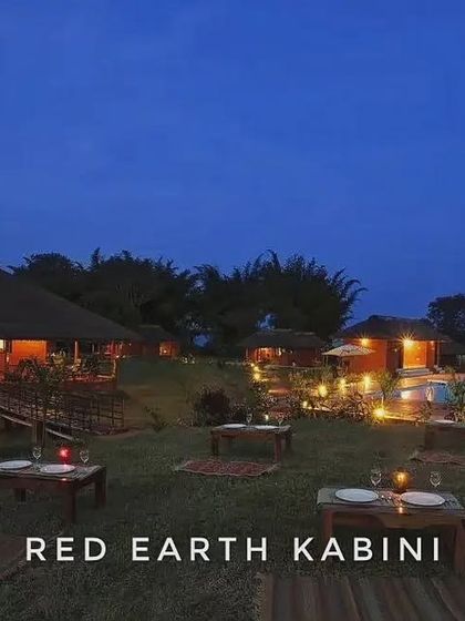 An evening at Red Earth, Kabini, where you can enjoy dinner with a stunning view of the backwaters. The entire resort is designed to give you a serene, close-to-nature experience.