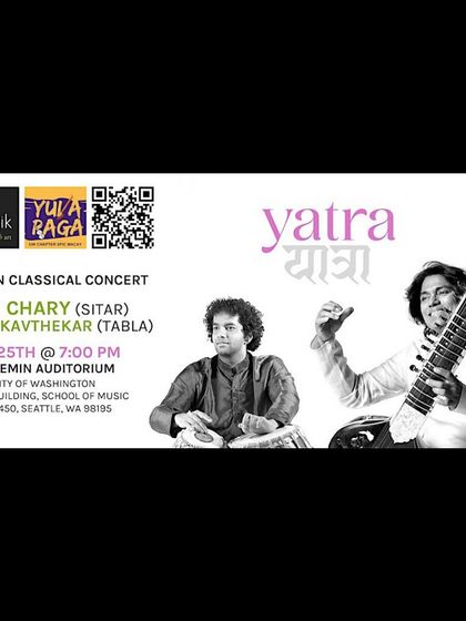 The poster for our 'Yatra' concert at the University of Washington in Seattle. Performing at universities allows us to connect with the next generation of music lovers.