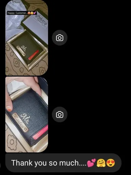 'Thank you so much' - a simple message of appreciation from a customer who received their personalized wallet.