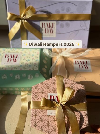 A collection of our beautifully designed Diwali hamper boxes for 2025. Each one can be customized with your favorite homemade treats.