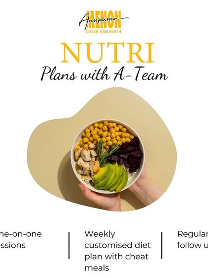 An advertisement for my "Nutri Plans with A-Team," highlighting one-on-one sessions and customized diet plans with cheat meals.
