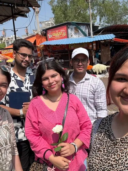 A group selfie of our students during their educational visit to the flower market, where they learned about floral supply chains and vendor negotiation.