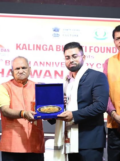 Receiving the award at the Kalinga Bharti Foundation event. I am filled with a sense of purpose and an unwavering passion for the legal profession.