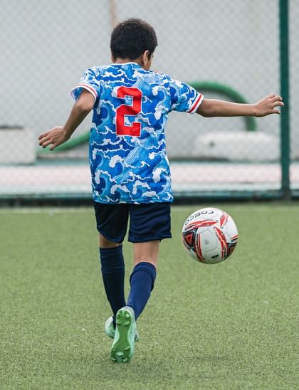 A player from the back passes the ball forward. We teach positional play and building attacks from the defense.