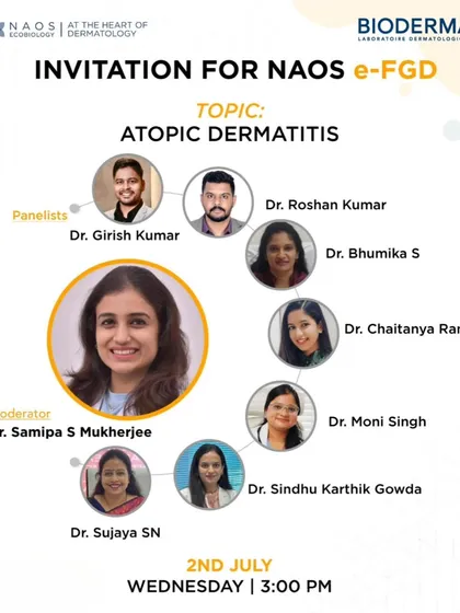 I was pleased to be invited as a panelist for this e-FGD on Atopic Dermatitis, organized by NAOS and Bioderma, to discuss treatment strategies with other experts.