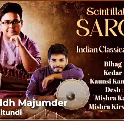 The official album art for 'Scintillating Sarod', an Indian classical music album I was honoured to be a part of. This is an example of my session work for full-length albums, available on major streaming platforms.