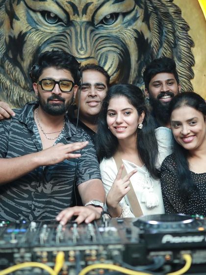 The whole crew together for a photo at Badmaash.