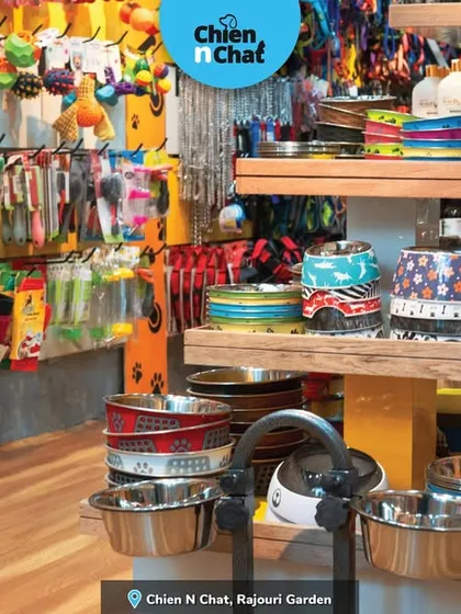 This view of my Rajouri Garden store shows the range of products available, from toys and leashes on the left to food bowls and shampoos on the right. It truly is a one-stop solution.