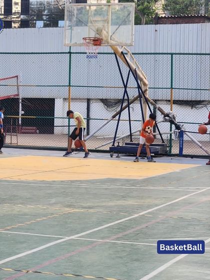 Basketball practice at our Matunga sports camp. We offer training in multiple sports, providing a comprehensive athletic experience.