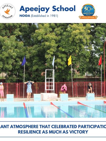 The swimming competition created a vibrant atmosphere that celebrated participation and resilience as much as victory. Our swimmers are seen here, ready on the starting blocks, embodying focus and determination.