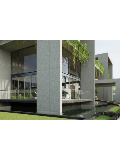 In this rendering of the 'House on Water', cantilevered balconies with hanging gardens extend over the water, bringing greenery to the upper levels. This integration of landscape and structure is a core part of our design philosophy.