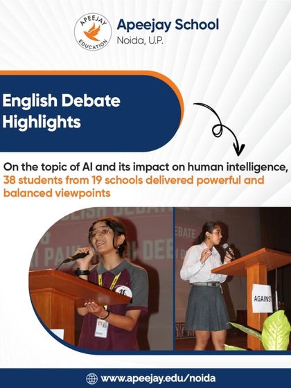 Our English Debate competition provides a powerful platform for students to engage with complex topics like the impact of AI on human intelligence. Here, participants deliver balanced and articulate viewpoints, honing their critical thinking and oratory skills in a competitive yet respectful environment.