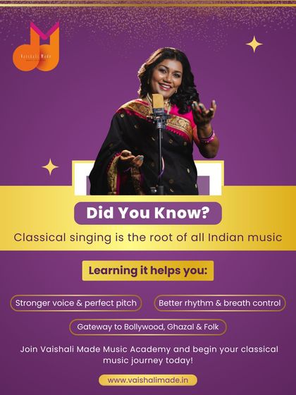 Did you know that classical singing is the root of all Indian music? This graphic explains how learning it gives you a stronger voice, perfect pitch, and a gateway to mastering Bollywood, Ghazal, and Folk.