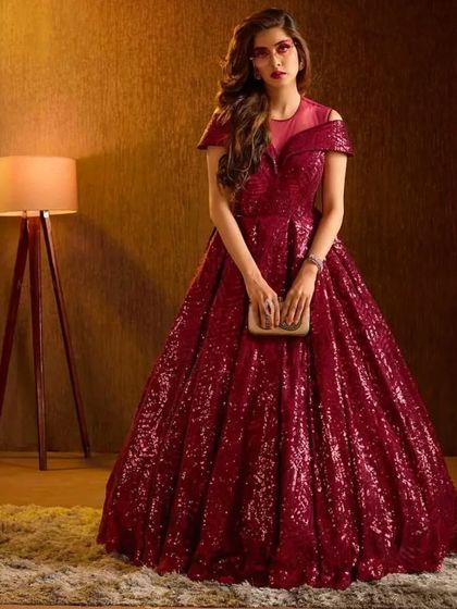 Looking for the perfect gown for your sangeet or reception? This sequined red ball gown will ensure you are the star of the evening.