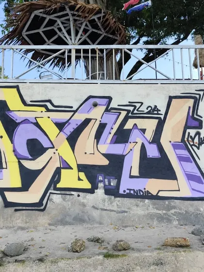 Another piece from Malaysia. The simple, clean letters and the beachy colors match the vibe of the place perfectly.