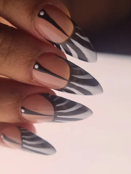 Another angle of the zebra print, showing the precision and detail of the hand-painted design.