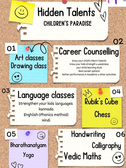Our Hidden Talents center is a children's paradise, offering everything from art and language classes to career counseling and Vedic Maths.
