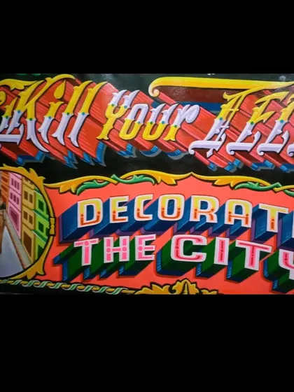A detail of the "Kill Your Television" sign.