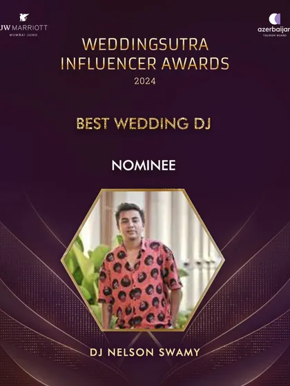 Being nominated for 'Best Wedding DJ' by WeddingSutra is a huge honor and a result of pure hard work. It’s a promise to you that I bring an award-nominated level of quality and dedication to your big day.