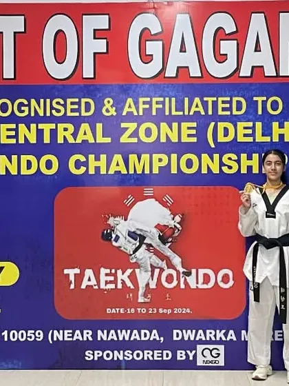 Aalya Gupta proudly displays her gold medal. Her performance was a masterclass in technique and strategy, reflecting the high standards of our competitive training.