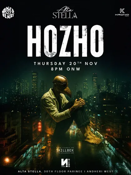 Another poster for Hozho's tour, showing the artist overlooking a city skyline.