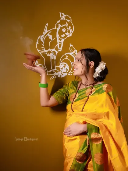 Weaving faith and tradition into your maternity story creates something truly special. Here, we captured a moment of peace and blessing for an expecting mother, honoring the arrival of her little Krishna.