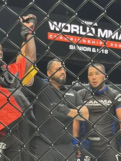 Another shot of me refereeing at the GAMMA World MMA Championship. Maintaining fairness and integrity in the cage at an international level.