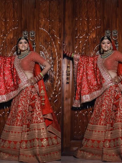 Posing like a queen. This full-length shot shows how the entire look, from the makeup to the beautifully draped dupatta, comes together to create a powerful and elegant bridal statement.