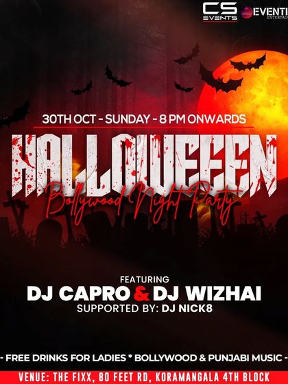 This flyer for a Halloween Bollywood Night Party shows my experience with themed events. Creating a spooky yet danceable vibe for Halloween requires a unique playlist and a fun approach.