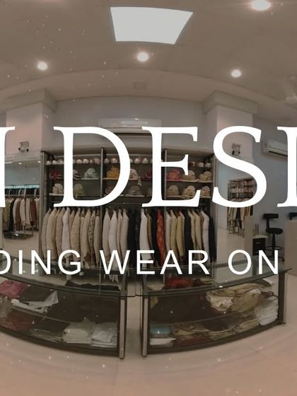 Another view of the store, showing the neatly organized racks of sherwanis, lehengas, and gowns, plus the accessories counter. I am your one-stop shop for wedding rentals.