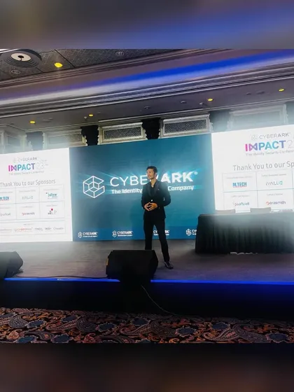 Another angle from the CyberArk stage show. The large screens and professional setup help amplify the impact of the performance.