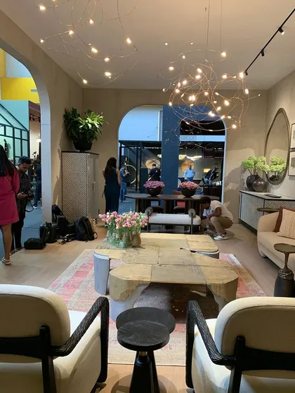 The bustling atmosphere at the Design Democracy event in Hyderabad. My goal is to create spaces where people can experience the transformative power of sculptural lighting firsthand.