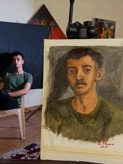 Another view of the live session with Harsh, showing the painting in context with the model. These sessions are intense but incredibly rewarding.