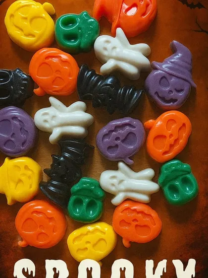 Another look at the spooky Halloween soaps, perfect for party favors or a festive bathroom decoration.