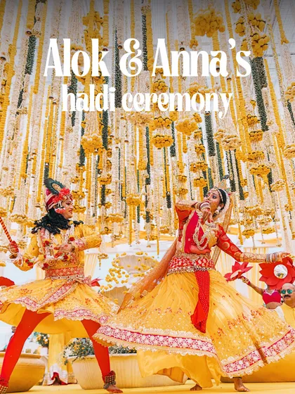 A vibrant Haldi ceremony in Goa. We choreograph for all events, blending traditions and fun, perfect for a cross-cultural destination wedding.