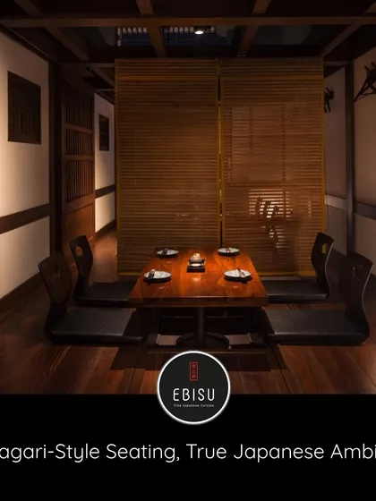 Experience dining in our traditional Koagari-style seating. These semi-private booths offer an authentic and intimate atmosphere, transporting you to a classic Kyoto eatery.