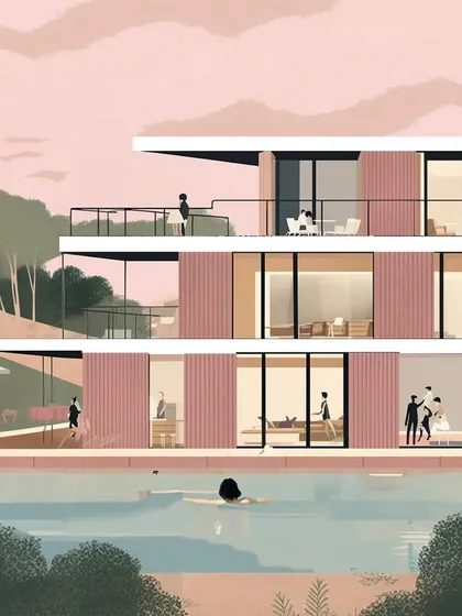 An AI-generated artistic interpretation of the Powai villa, alongside the realistic render. This shows our exploration of new tools to visualize the mood and luxury of a space.